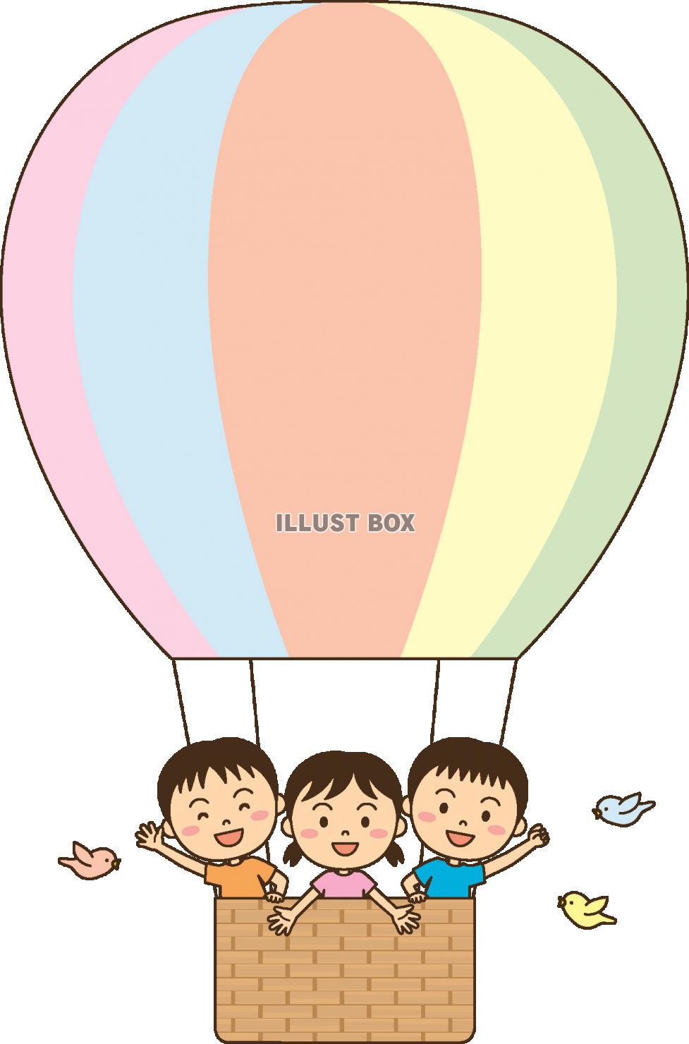 無料イラスト 大きな気球に乗って 子供