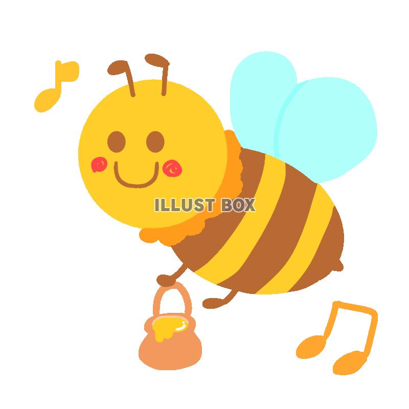 無料イラスト ハチミツを運ぶ蜜蜂のイラスト 透過png