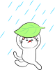 にゃんこさんと雨と葉っぱ