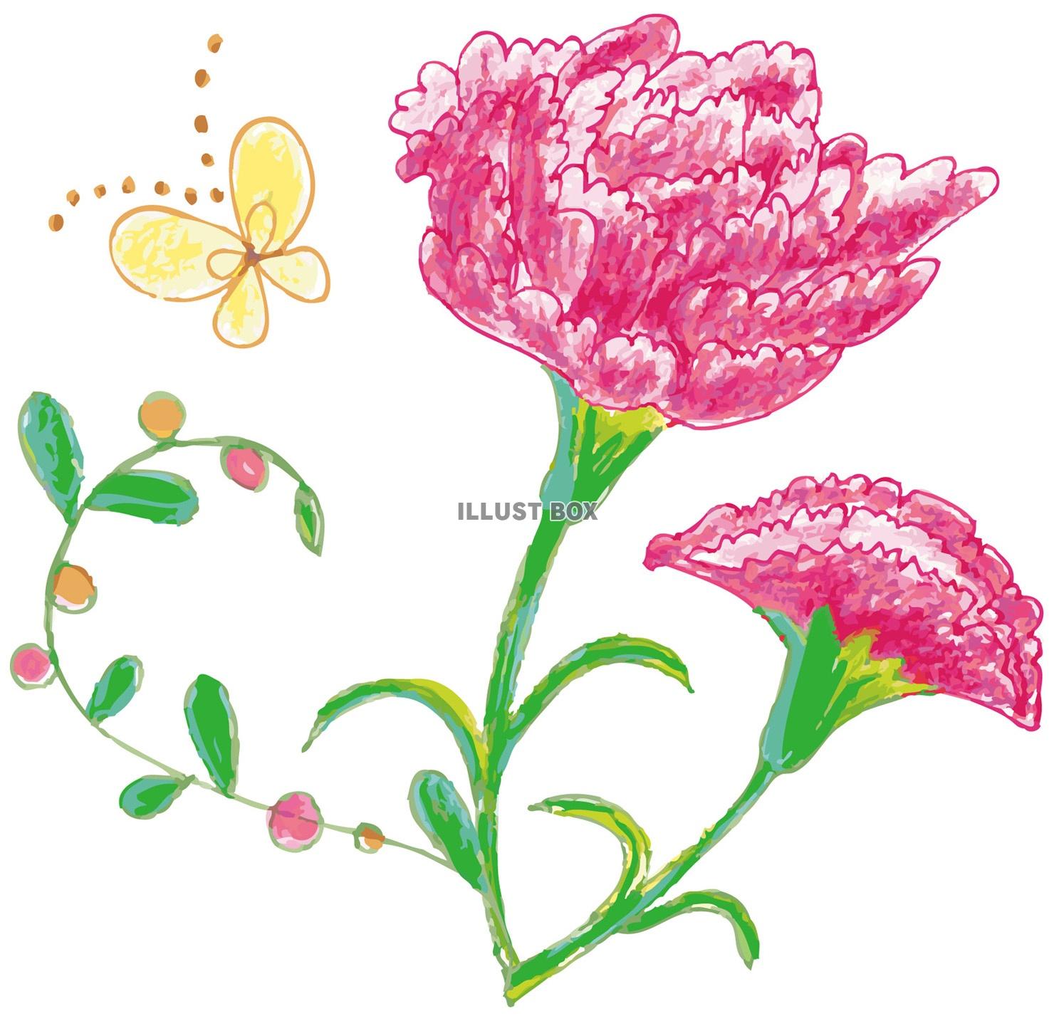 無料イラスト 春季節感花植物手書き手描きてがきカーネーション母の日五月５月