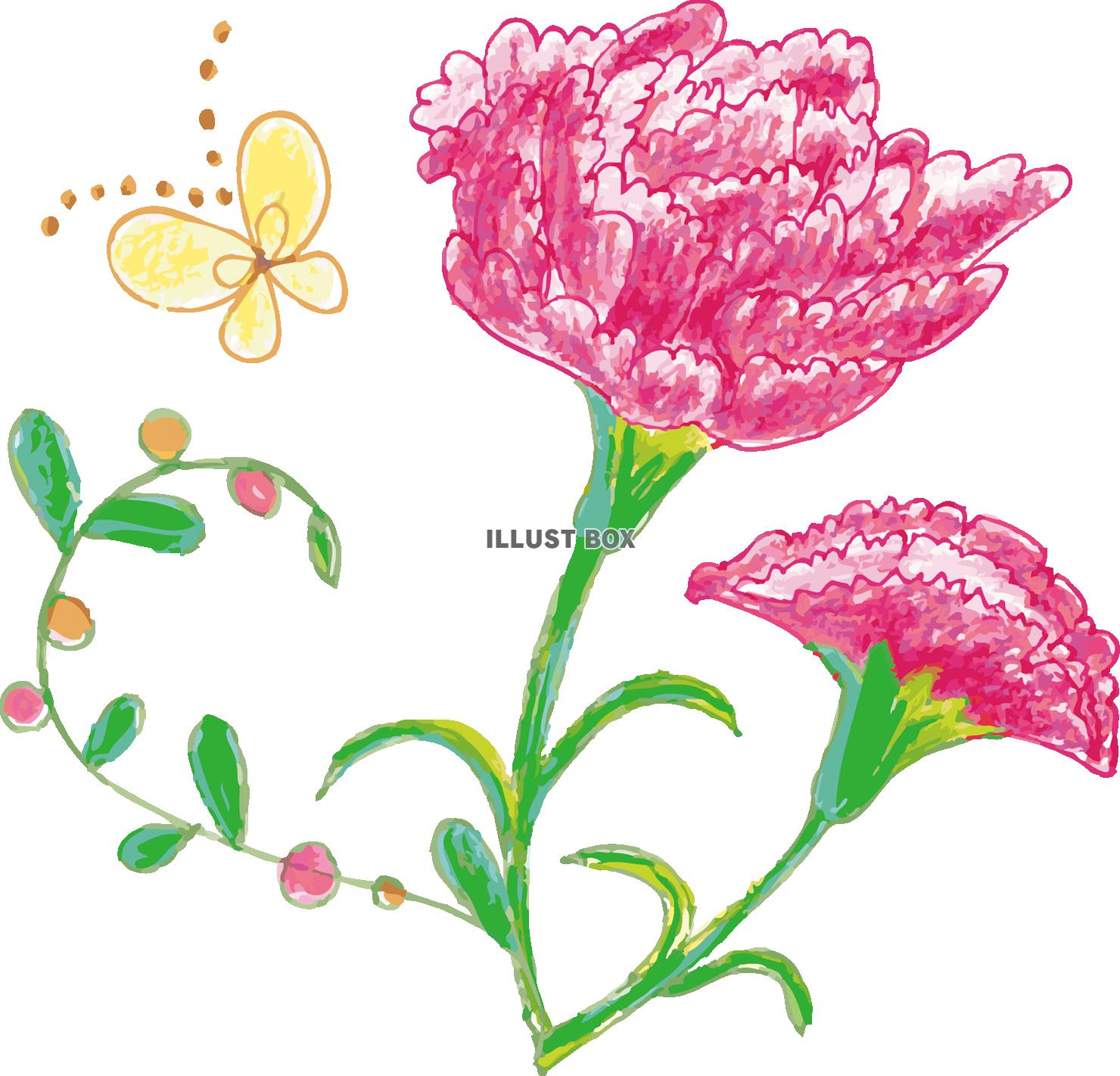 無料イラスト 春季節感花植物手書き手描きてがきカーネーション母の日五月５月