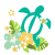 ホヌと南国植物　透過ＰＮＧ