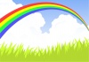 草原と虹の橋（4色の虹）（虹くっきり版）