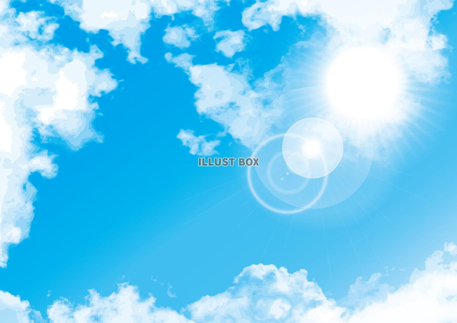 無料イラスト 青空白い雲季節初夏ポスター夏ブルー背景ポップグラデーション壁