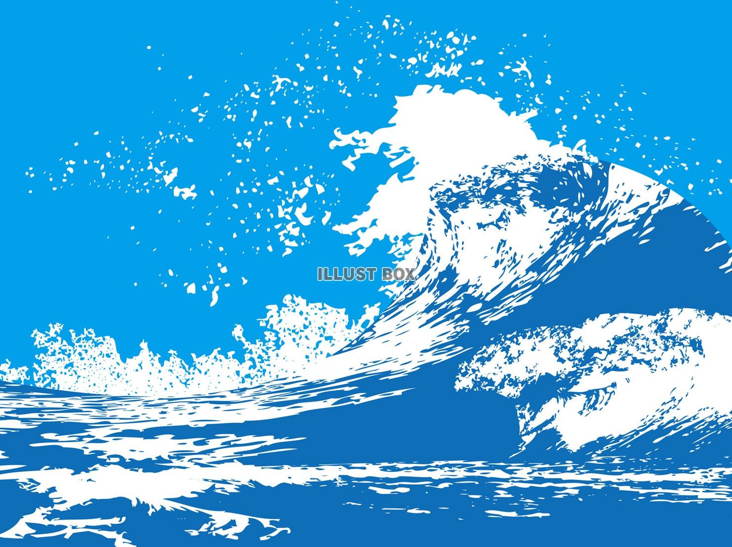 無料イラスト 波飛沫海面サーフィン和風和柄迫力背景素材紺かっこいい