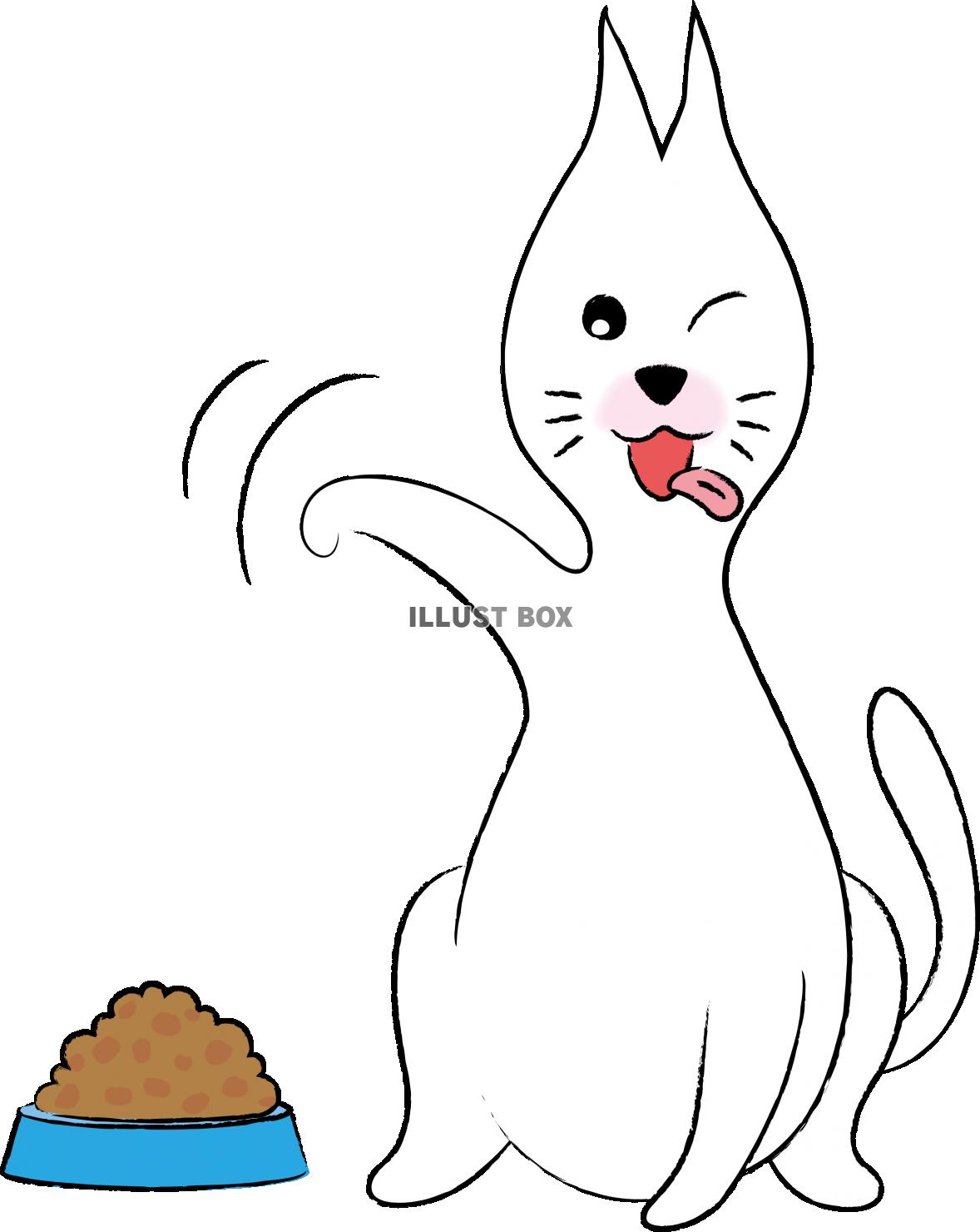 無料イラスト 可愛いしろねこ キャラクター いただきます