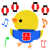 ハッピを着て踊るひよこ　透過png