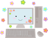デスクトップパソコンとお花