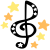 ト音記号（星）と星