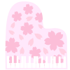 無料イラスト ピアノ ピンク 芝桜 カラー音符付き