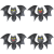 コウモリセット　オス　5セット（表情3+目玉のみ1+なし1）