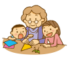 敬老の日おばあちゃんと孫で折紙遊び子ども折り鶴兄弟団らん