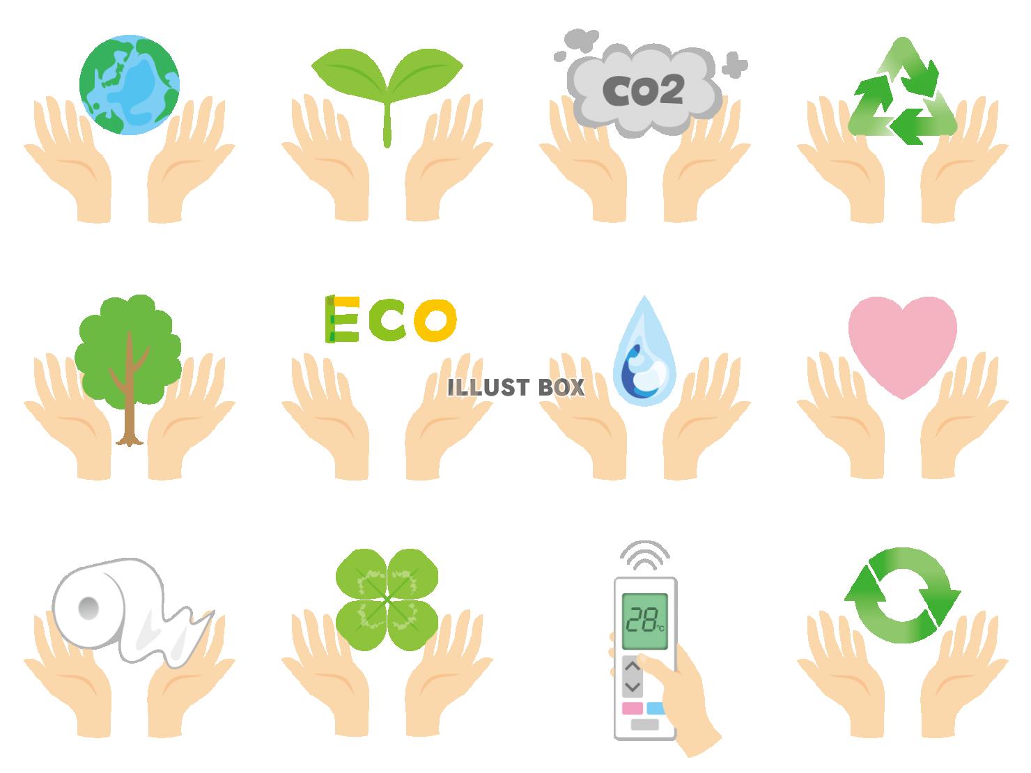 無料イラスト Ecoエコマークエコロジー地球温暖化節水節電co2二酸化炭素