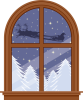 クリスマス　窓　サンタ