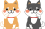 2匹の犬のイラスト（招き猫風）