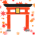 紅葉の赤鳥居　透過png