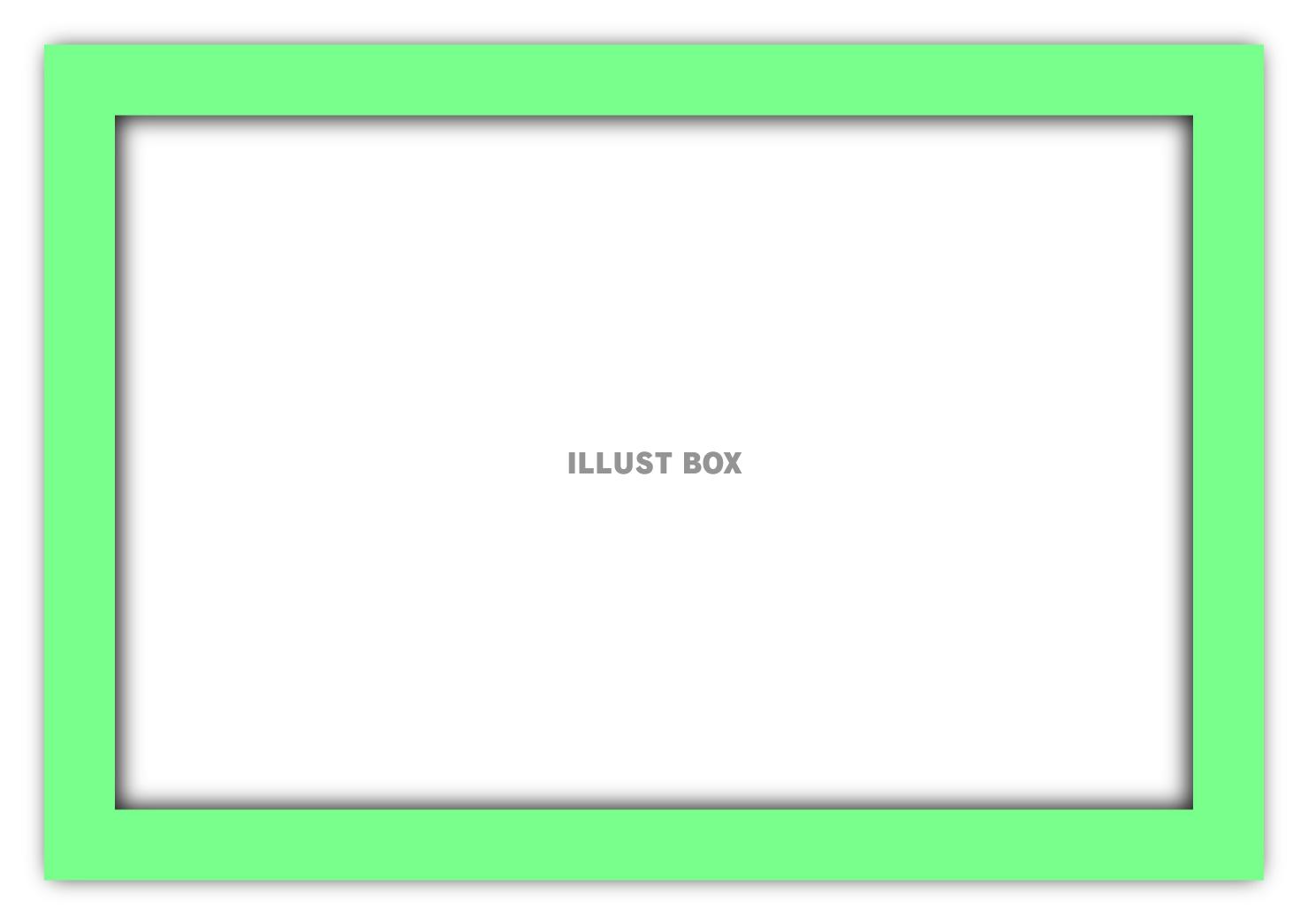 無料イラスト 立体感のあるフレーム 長方形 緑