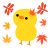 紅葉の赤とんぼとひよこ　透過png