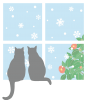冬の窓際の猫たち