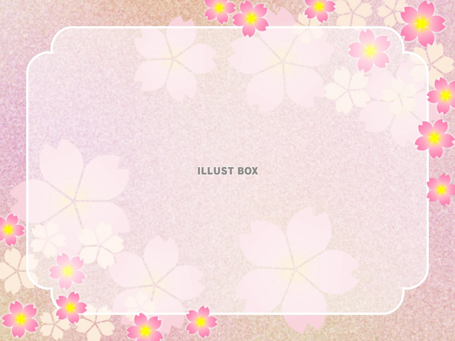 無料イラスト 桜の花のフレーム和風柄の飾り枠イラスト