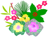 お正月のお花（梅、葉牡丹、千両、菊、松の葉、竹の葉）