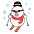 スキーをする雪だるま　透過png