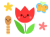 チューリップとつくしチョウイラスト　透過png