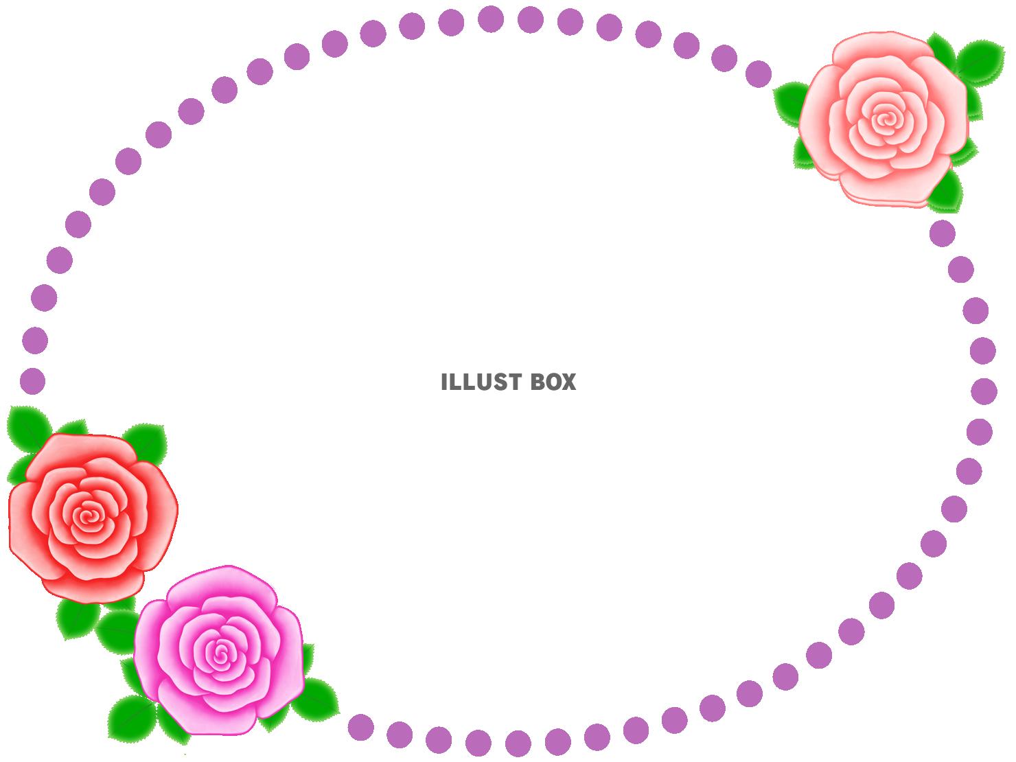 無料イラスト 薔薇の花のフレーム花模様の飾り枠イラスト 透過png