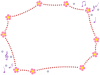 花と音符と点線のフレーム、シンプル飾り枠、透過PNG