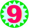 カラフルな数字　９　（ナンバー、順位、番号）