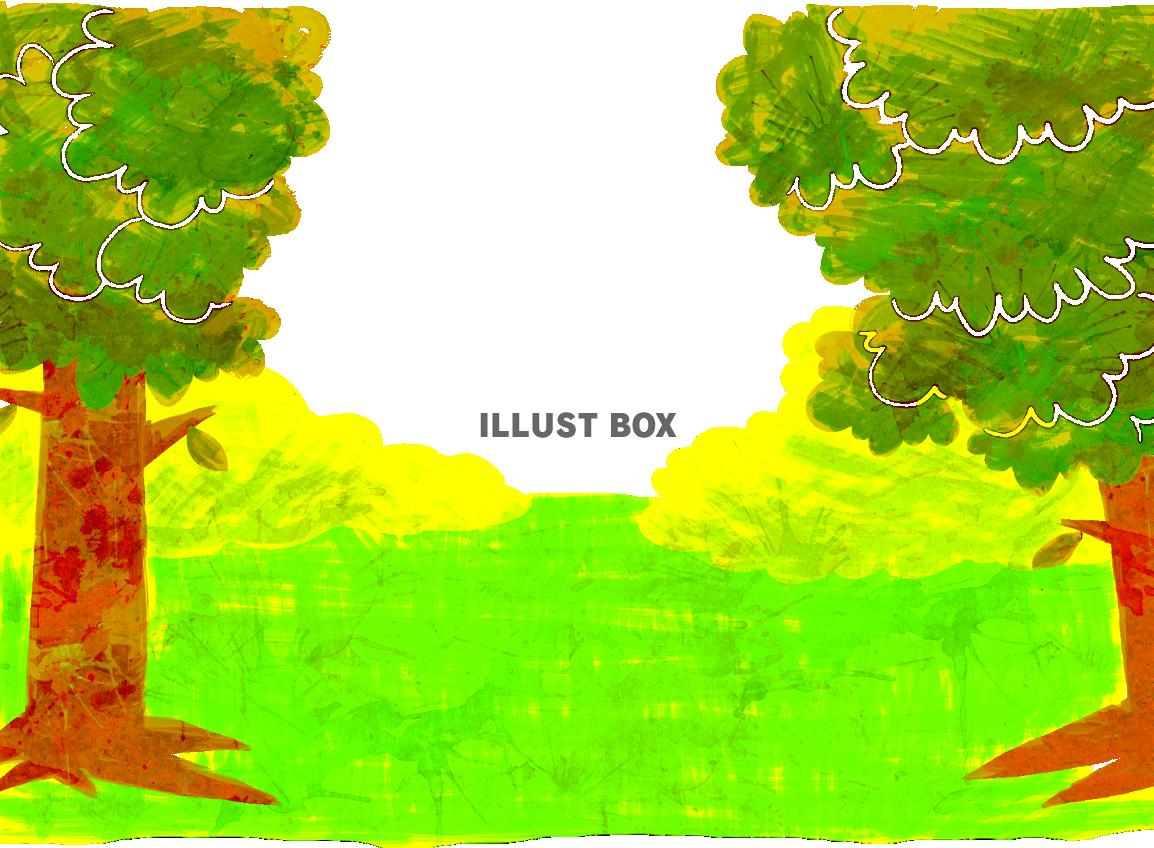 無料イラスト 手描きの森の背景
