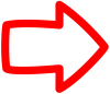 赤いラインの丸みを帯びた透明の矢印