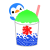 ペンギンとメロンかき氷　透過png