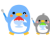 かき氷を持った親子ペンギン　透過png