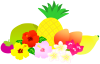 トロピカルフルーツとお花（パイナップル・マンゴー・パパイヤ・マンゴスチン・ヤシの