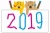 2019亥年年賀状　ポップな亥絵年賀状5