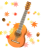 紅葉や秋色のギター　透過png