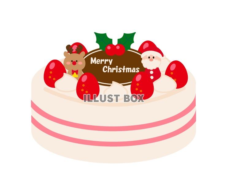 無料イラスト クリスマスケーキ トナカイとサンタ ２