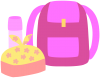 リュックサックとお弁当と水筒ピンク（遠足、ハイキング、行楽）