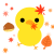 紅葉をくわえたひよこ　透過png