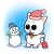 雪かきシロネコと雪だるま　透過PNG