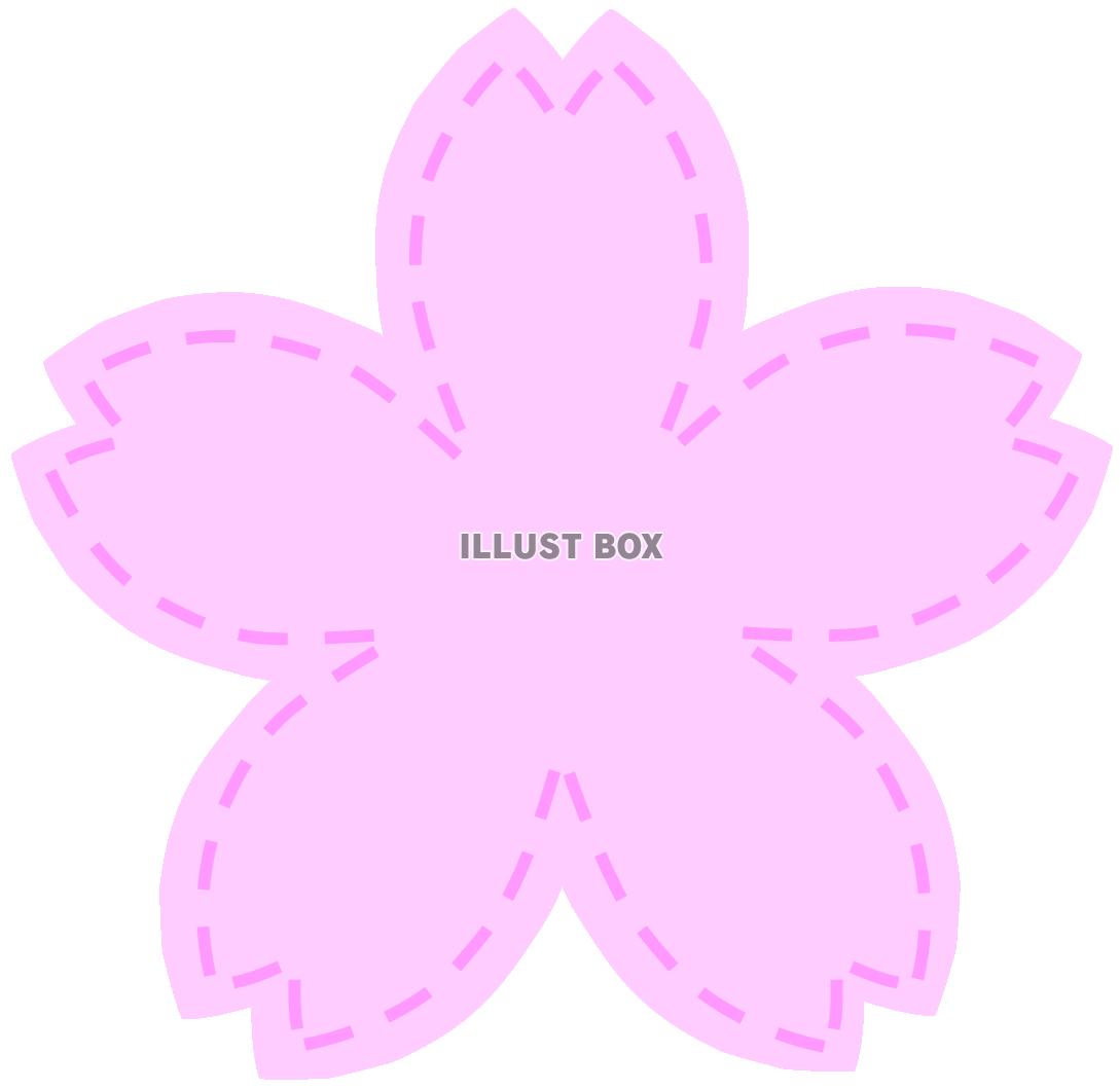 無料イラスト フエルトワッペン風のさくらの花１ ４ 縫い目ステッチ 桜