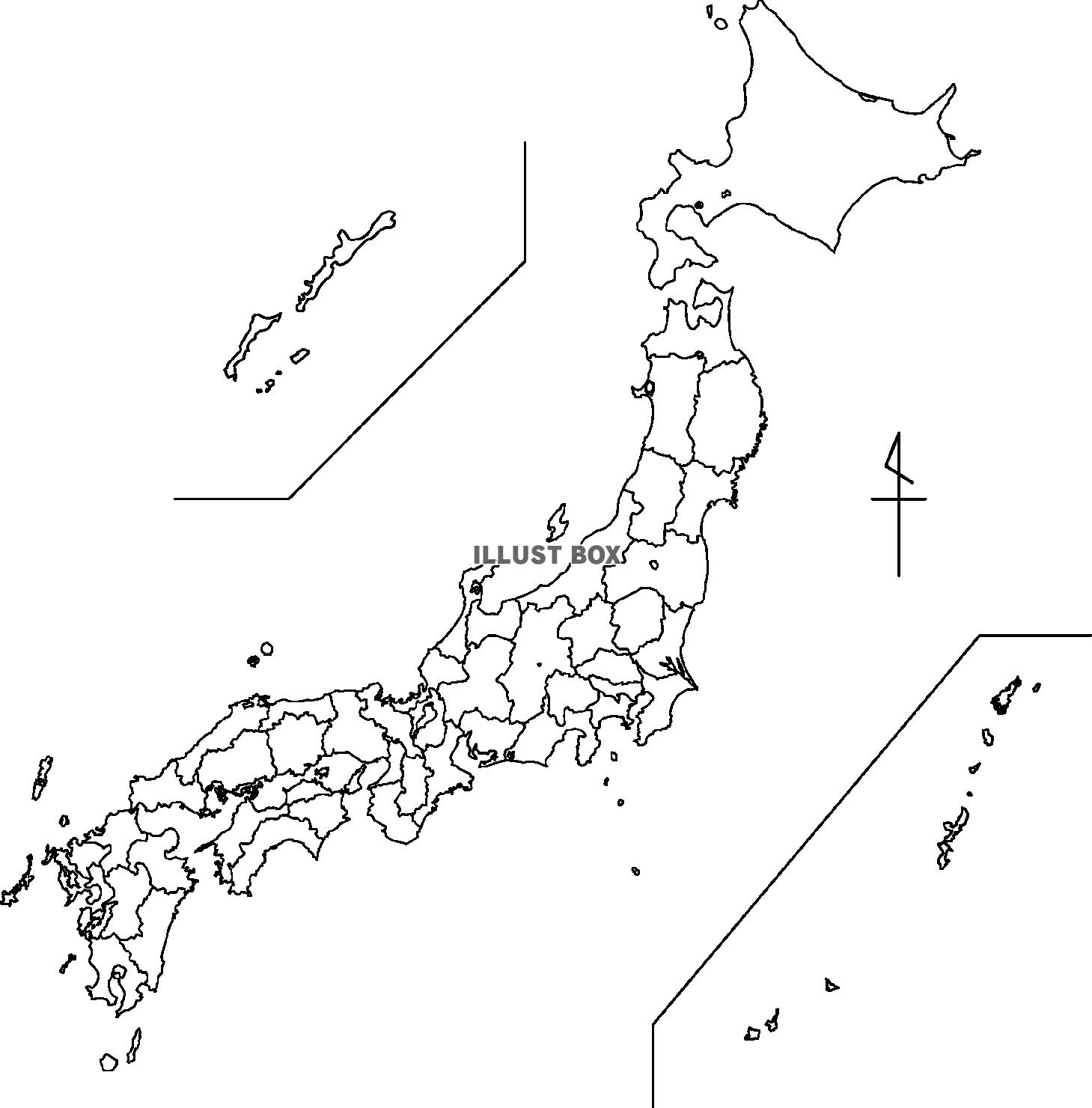 無料イラスト 白地図日本全国白地図 地図 日本地図 日本 全国 イラスト