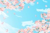 春のかわいい桜フレーム枠イラスト02/青空