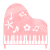 ピンク色のグランドピアノ　透過png