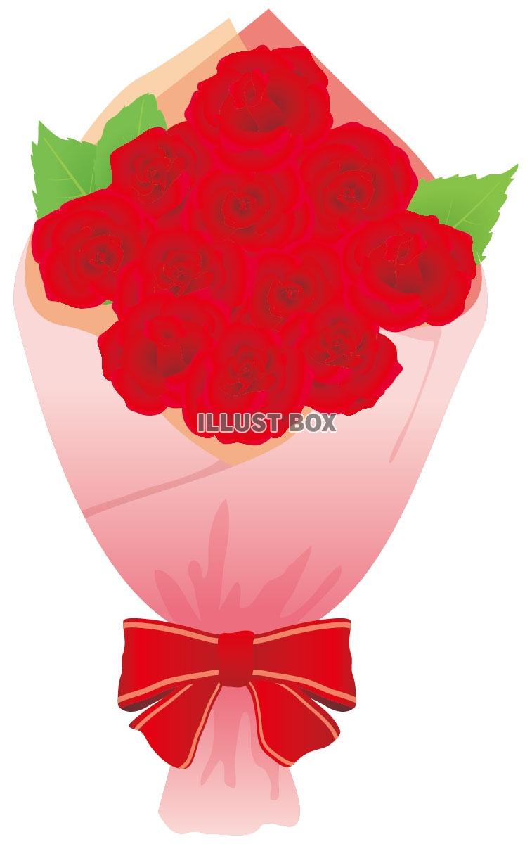 無料イラスト 赤いバラの花束