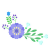 青い花と植物のイラスト