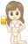 生ビールを持つ水着女性