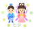 織姫と彦星七夕フォント入りイラスト　透過png