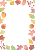 透過・秋の紅葉のフレーム　モミジイチョウ実葉10月11月イラストプリント案内広報